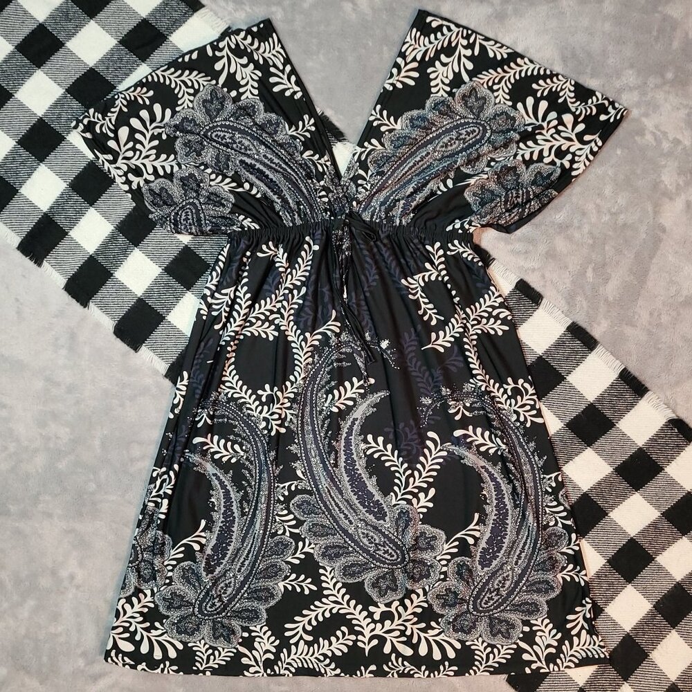 J. Janet | Paisley V-Neck Scrunch Dress Blouse
